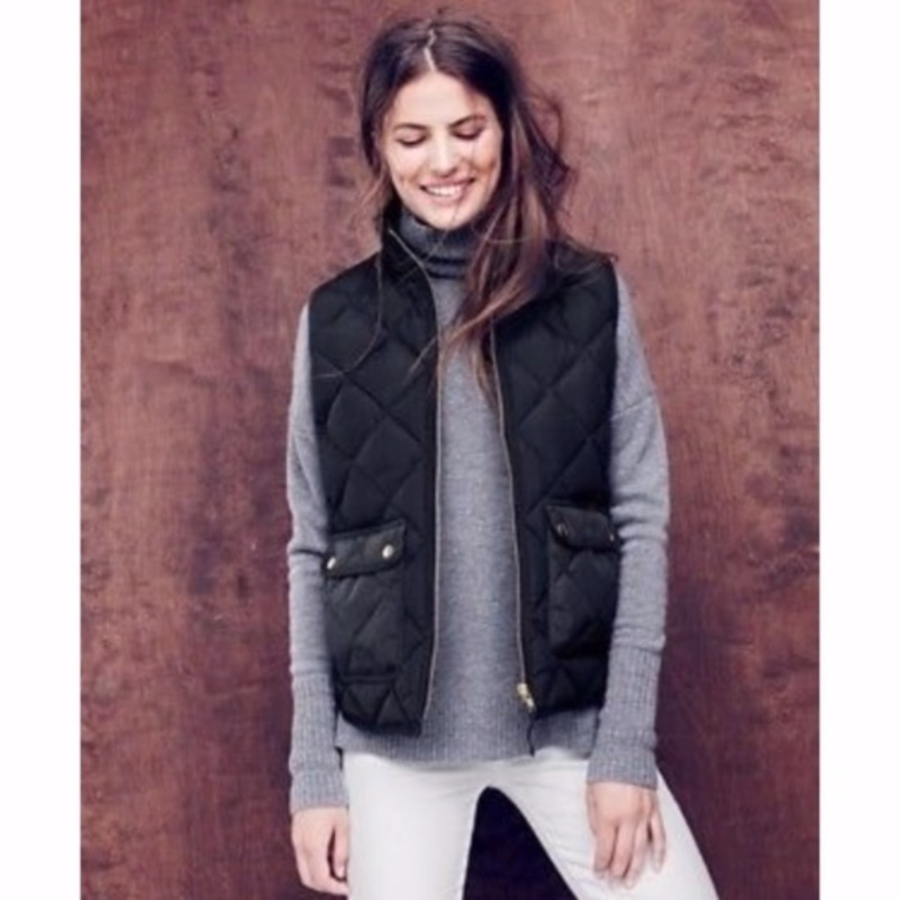 J.Crew Black Excursion Quilted Puffer Down Vest Women's XXS
